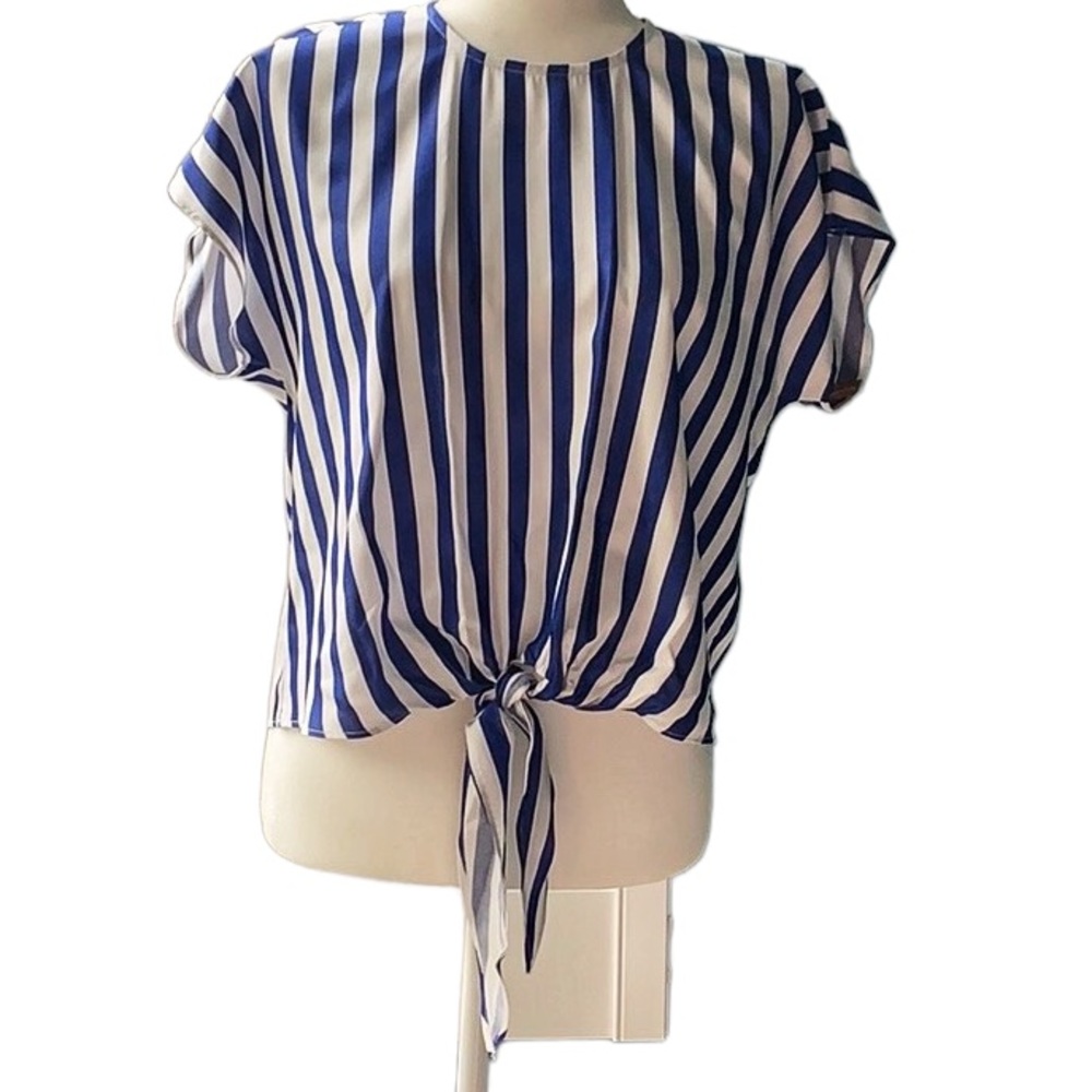 Cremieux Top- Size S- Blue and White Striped